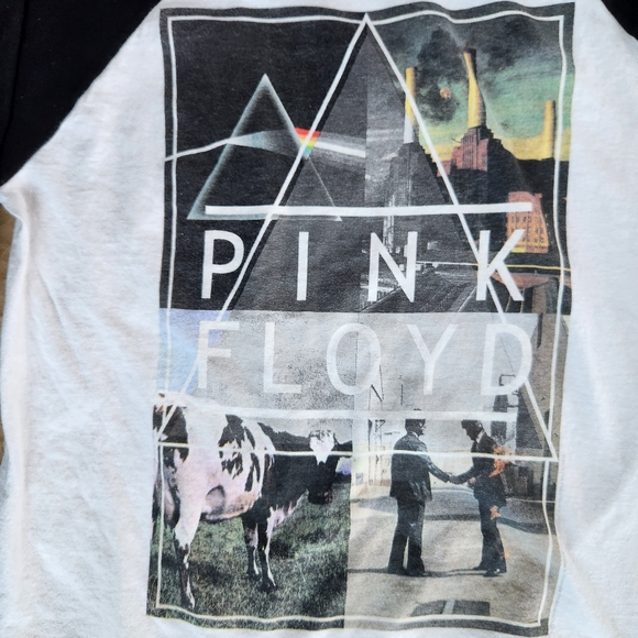 Liquid Blue Pink Floyd Long Sleeve Color Block Black/White Graphic T-Shirt Med - Picture 6 of 8